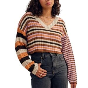 Urban Outfitters BDG Mixed Stripe Cropped Sweater 90s Y2K Medium